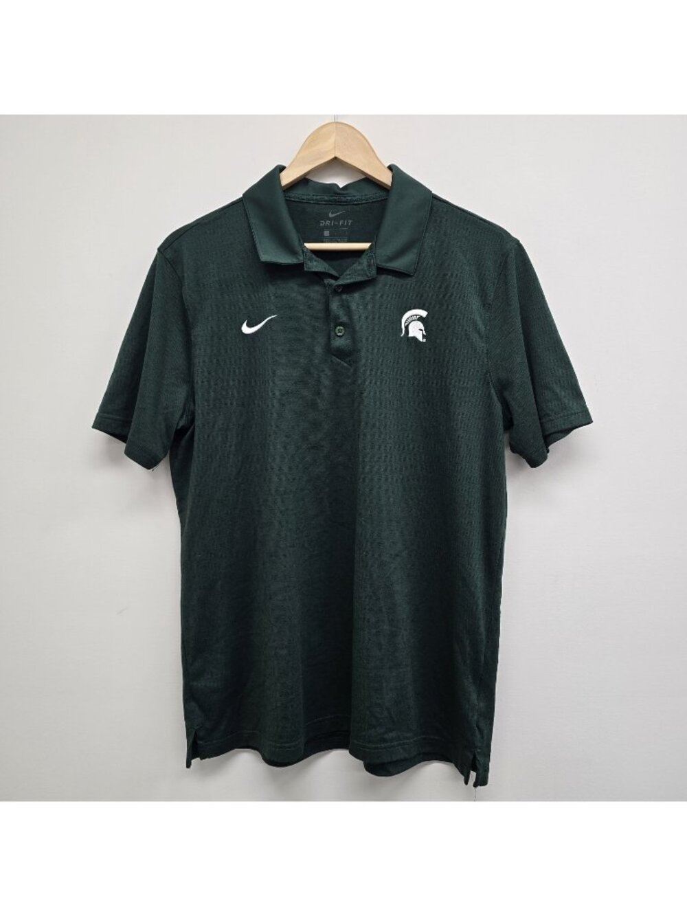 Nike Dri Fit Michigan State Spartans Polo Shirt Mens L NCAA College Stretch MSU